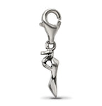 Sterling Silver 925 Ballet Slipper Dangle Bead with Antiqued Finish