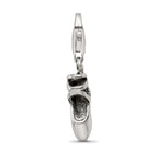 Sterling Silver 925 Ballet Slipper Dangle Bead with Antiqued Finish