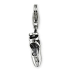 Sterling Silver 925 Ballet Slipper Dangle Bead with Antiqued Finish