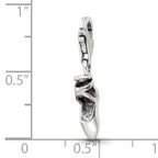 Sterling Silver 925 Ballet Slipper Dangle Bead with Antiqued Finish
