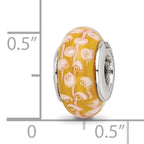 Sterling Silver 925 Hand-Blown Yellow Glass Bead with Antiqued Finish
