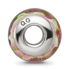 Sterling Silver Reflections Pink/Green Hand-blown Glass Bead
