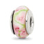 Sterling Silver Reflections Pink/Green Hand-blown Glass Bead