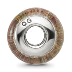 Sterling Silver Hand-Blown Glass Bead with Pink/Green Twist Antique Finish