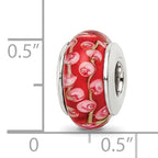 Sterling Silver Hand-blown Pink/Red Glass Bead with Antiqued Finish
