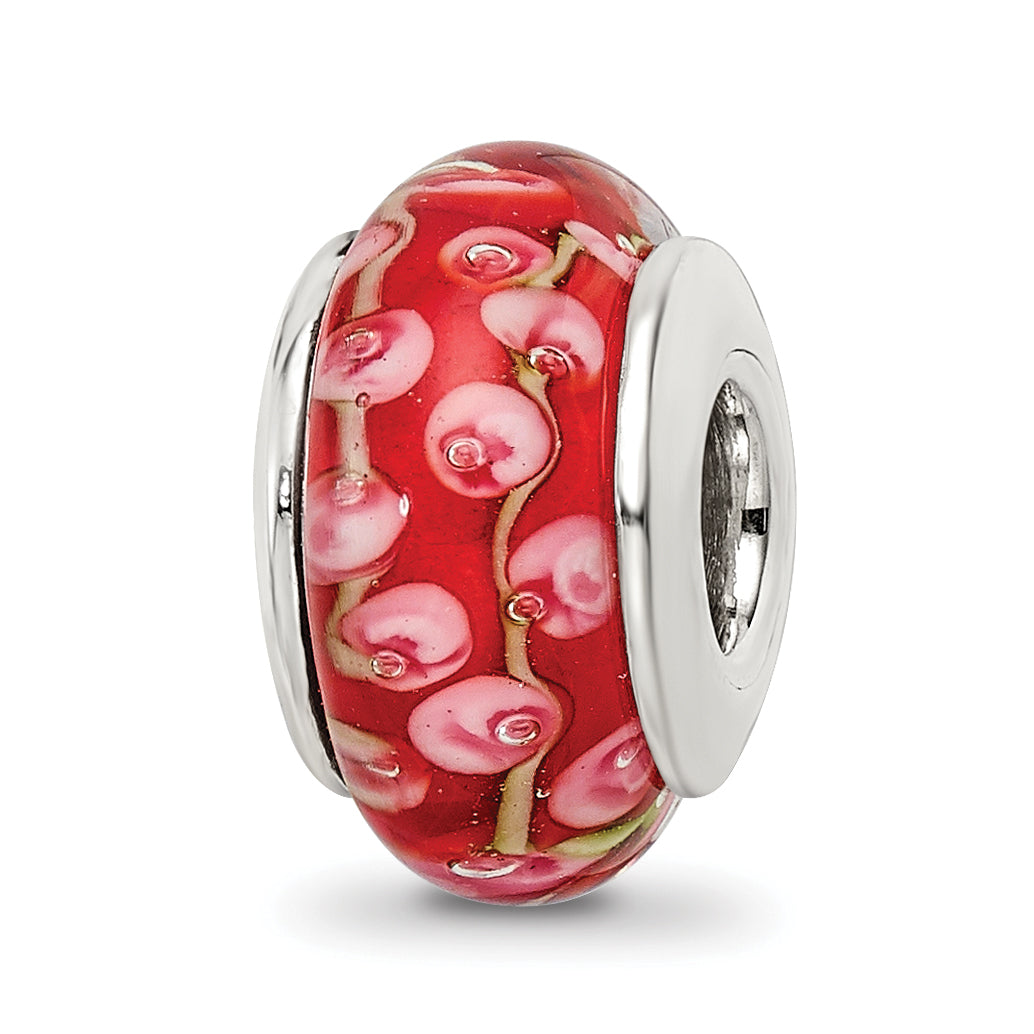 Sterling Silver Reflections Pink/Red Hand-blown Glass Bead Main image