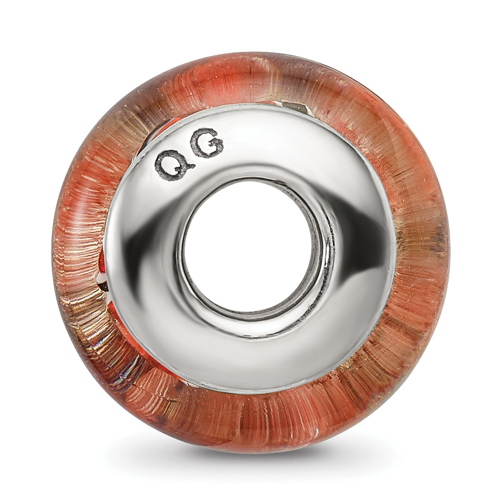 Sterling Silver 925 Hand-Blown Orange Glass Bead with Antiqued Finish Secondary image