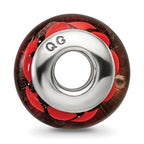 Sterling Silver Hand-Blown Red/Black Glass Bead with Antiqued Finish