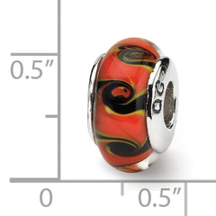 Sterling Silver Reflections Red/Black Hand-blown Glass Bead