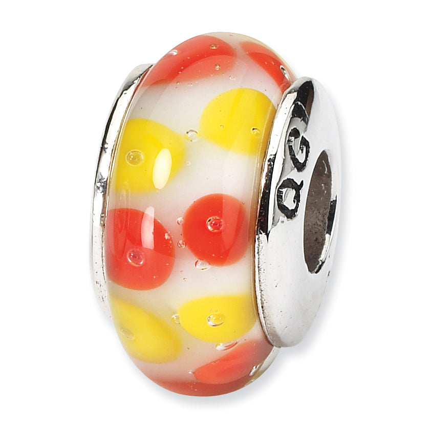 Sterling Silver Reflections Red/White Hand-blown Glass Bead Main image