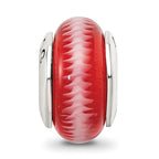 Sterling Silver 925 Antiqued Red Hand-Blown Glass Bead Elegant Craftsmanship