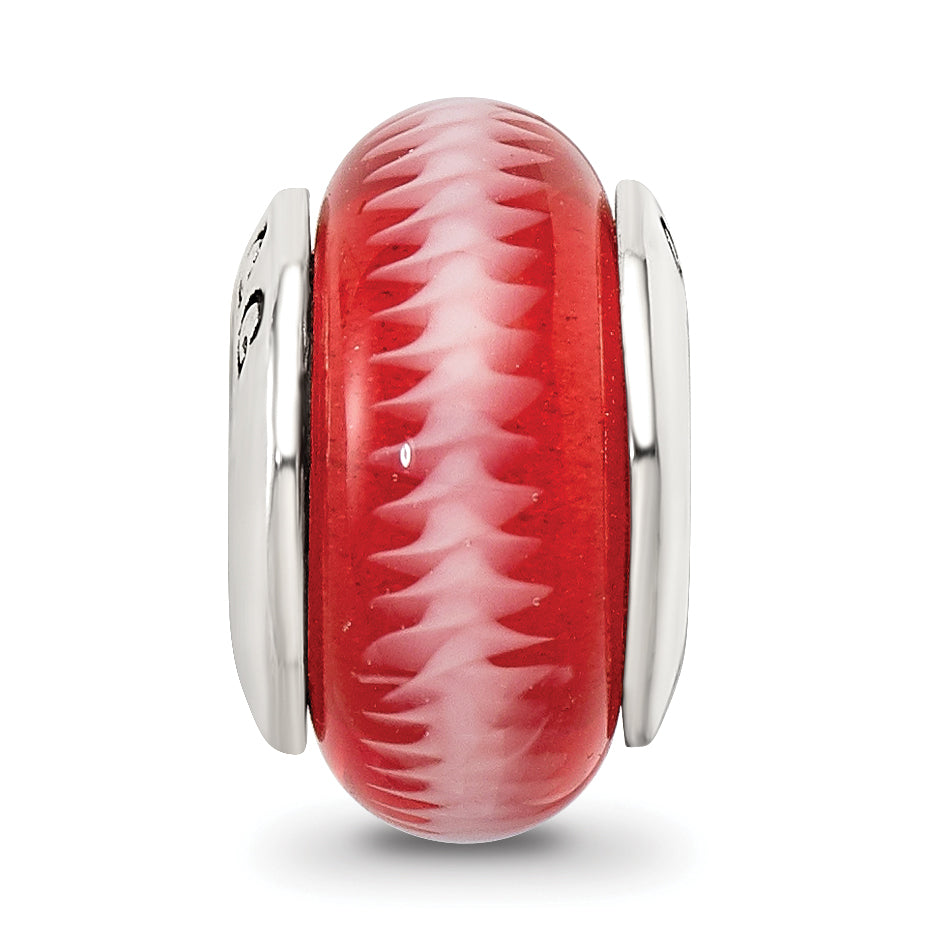 Sterling Silver 925 Antiqued Red Hand-Blown Glass Bead Elegant Craftsmanship