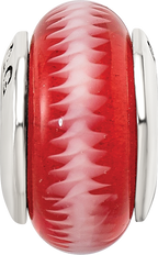 Sterling Silver 925 Antiqued Red Hand-Blown Glass Bead Elegant Craftsmanship