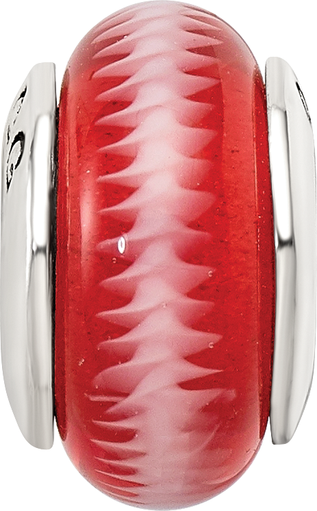 Sterling Silver 925 Antiqued Red Hand-Blown Glass Bead Elegant Craftsmanship