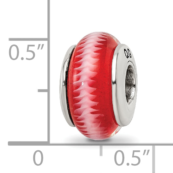 Sterling Silver 925 Antiqued Red Hand-Blown Glass Bead Elegant Craftsmanship