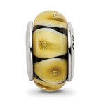 Sterling Silver 925 Yellow Hand-Blown Glass Bead with Antiqued Finish
