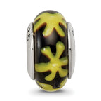 925 Sterling Silver Hand-Blown Glass Bead with Antique Finish