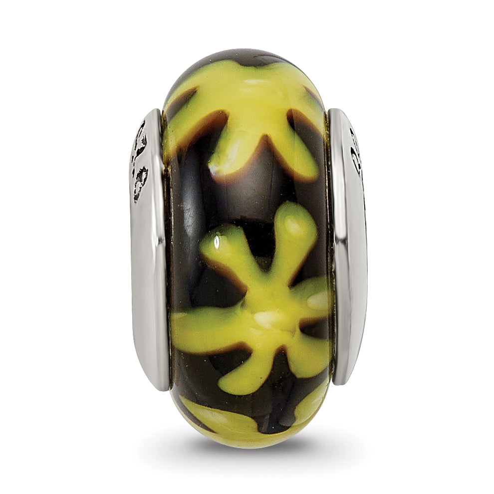 925 Sterling Silver Hand-Blown Glass Bead with Antique Finish