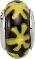 925 Sterling Silver Hand-Blown Glass Bead with Antique Finish