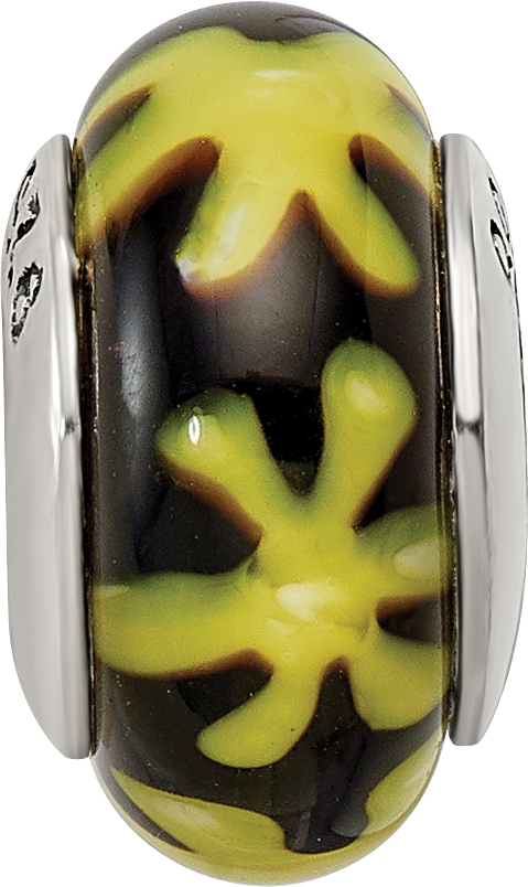 925 Sterling Silver Hand-Blown Glass Bead with Antique Finish