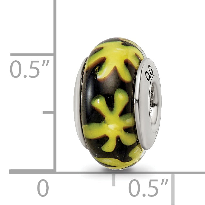 925 Sterling Silver Hand-Blown Glass Bead with Antique Finish