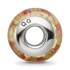 Sterling Silver 925 Yellow Floral Hand-Blown Glass Bead, Antiqued Finish