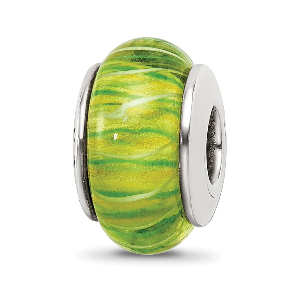 Sterling Silver Reflections Green Hand-blown Glass Bead Main image