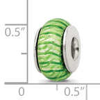 Sterling Silver Hand-Blown Green Glass Bead with Antiqued Finish  Elegant and Solid Design