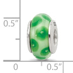 Sterling Silver 925 Antiqued Green Glass Bead Elegant Hand-Blown Design
