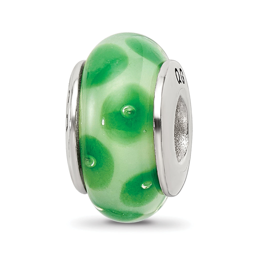 Sterling Silver Reflections Green Hand-blown Glass Bead Main image
