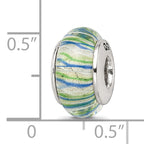 Sterling Silver 925 Hand-blown Glass Bead with Antiqued Finish Elegant Blue/Green Design