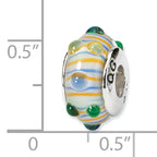 Sterling Silver Hand-Blown Glass Bead with Antiqued Finish and Vibrant Colors