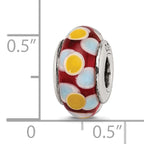 Sterling Silver Hand-blown Glass Bead with Antiqued Finish in Brown/Blue/Yellow