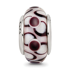 Sterling Silver Reflections Black Hand-blown Glass Bead