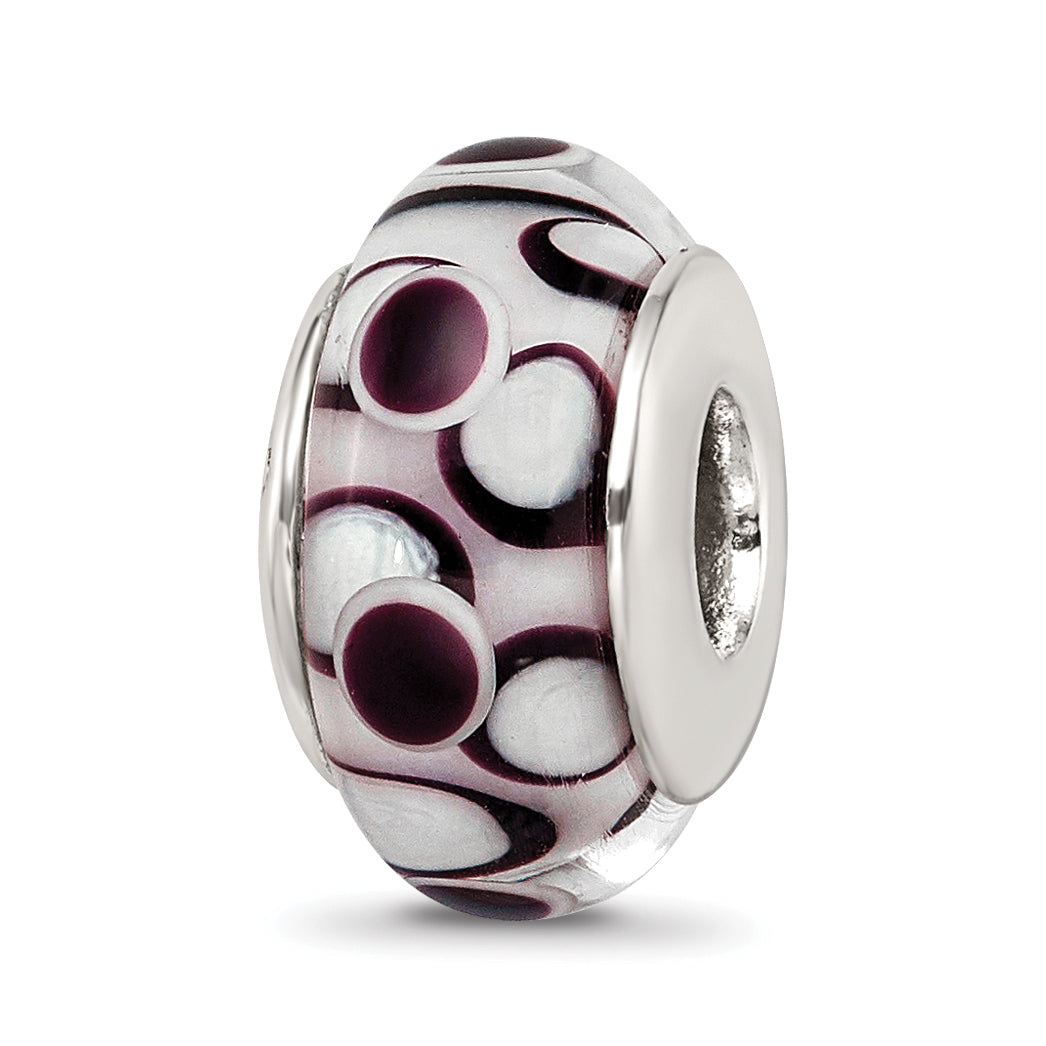 Sterling Silver Reflections Black Hand-blown Glass Bead Main image