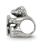 Sterling Silver 925 Kids Letter B Bead with Antiqued Polished Finish