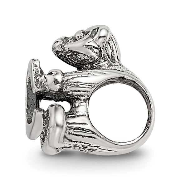 Sterling Silver 925 Antiqued Kids Letter C Bead  Polished Solid Design