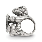 Sterling Silver 925 Antiqued Kids Letter C Bead  Polished Solid Design