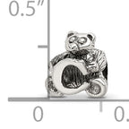 Sterling Silver 925 Antiqued Kids Letter C Bead  Polished Solid Design