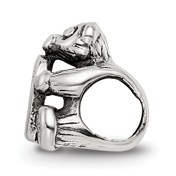 Sterling Silver 925 Kids Letter D Bead with Antiqued Polished Finish Secondary image