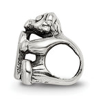 Sterling Silver 925 Kids Letter D Bead with Antiqued Polished Finish