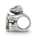 Sterling Silver 925 Kids Letter E Bead with Polished Antique Finish