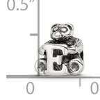 Sterling Silver 925 Kids Letter E Bead with Polished Antique Finish