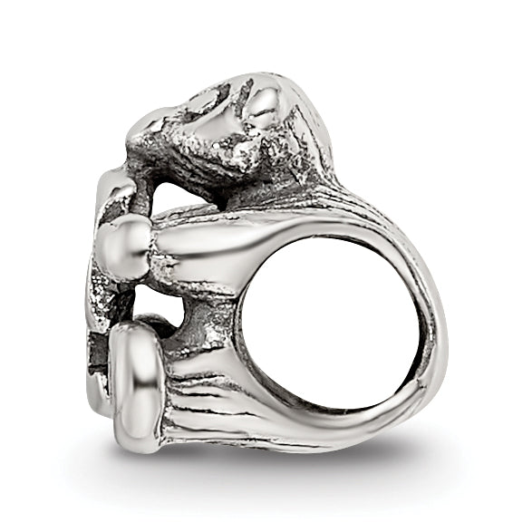 Sterling Silver 925 Kids Letter F Bead with Polished Antique Finish