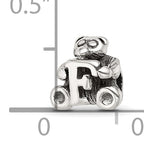 Sterling Silver 925 Kids Letter F Bead with Polished Antique Finish