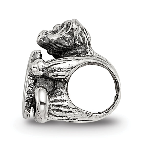 Sterling Silver 925 Kids Letter G Bead with Antiqued Polished Finish