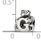 Sterling Silver 925 Kids Letter G Bead with Antiqued Polished Finish