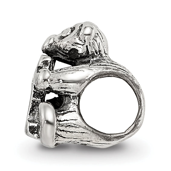 Sterling Silver 925 Kids Letter H Bead with Antique Polished Finish Solid Design Secondary image