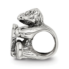 Sterling Silver 925 Kids Letter I Bead with Antiqued Polished Finish