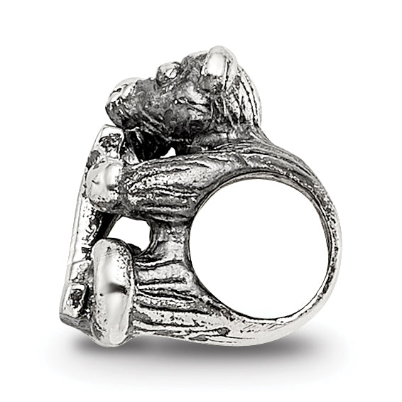 Sterling Silver 925 Kids Letter K Bead with Polished Antique Finish Secondary image